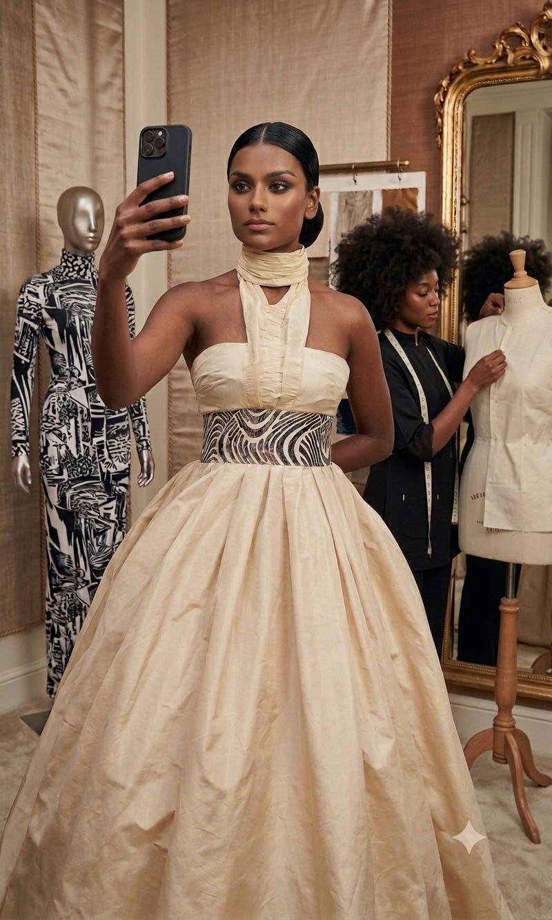 Full-length ivory Yana Gown